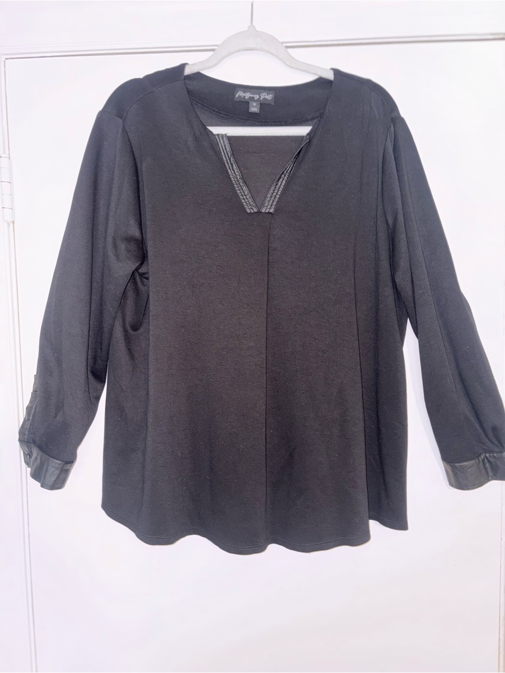 Petite Sophisticate Black Long-Sleeve V-Neck Top